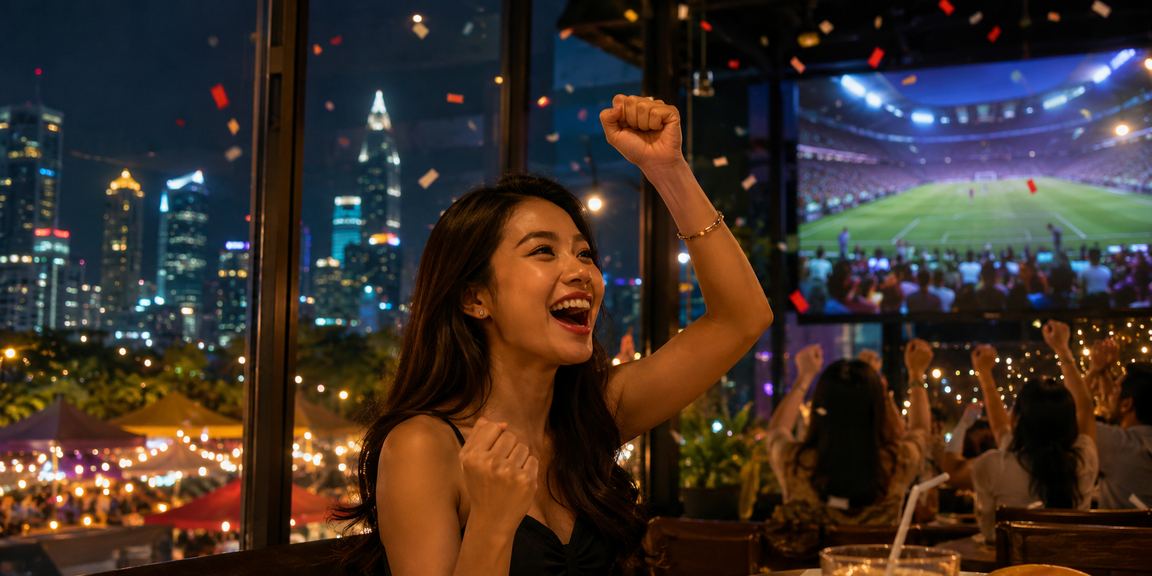 Suasana kafe Vietnam tempat pemain santai mengakses platform kasino online di laptop